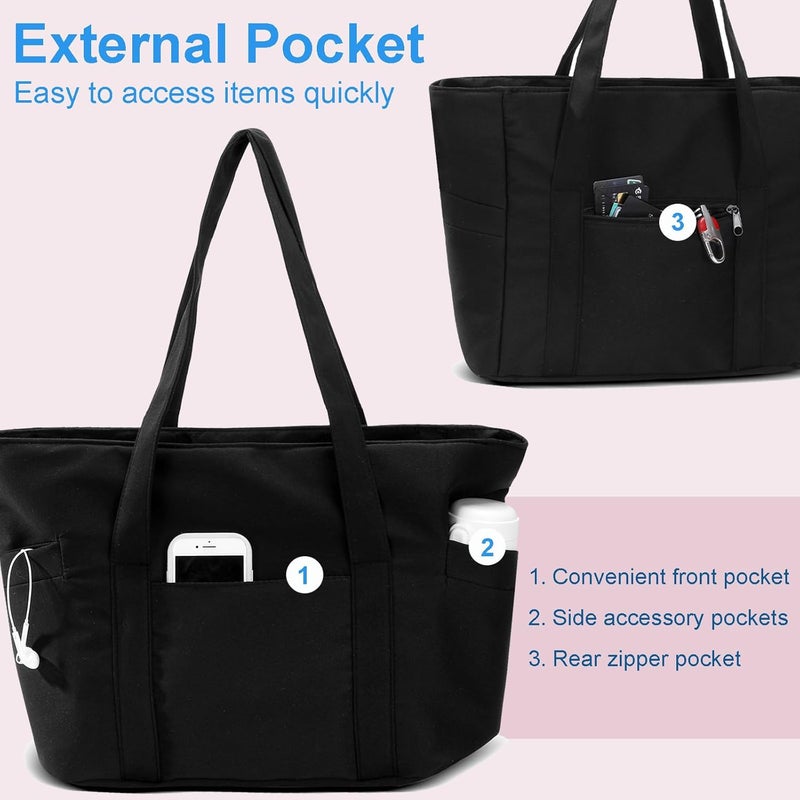 CTWWFS Tote Bag for Women, Travel Essentials Large Tote Bag with Zipper, Top Handle Handbag for Travel, Work - Image 4